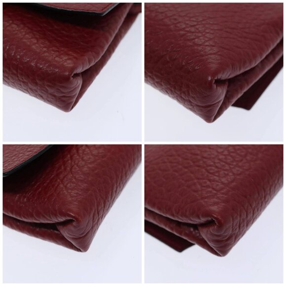 BURBERRY Shoulder Bag Leather Red Gold Auth - Picture 16 of 16